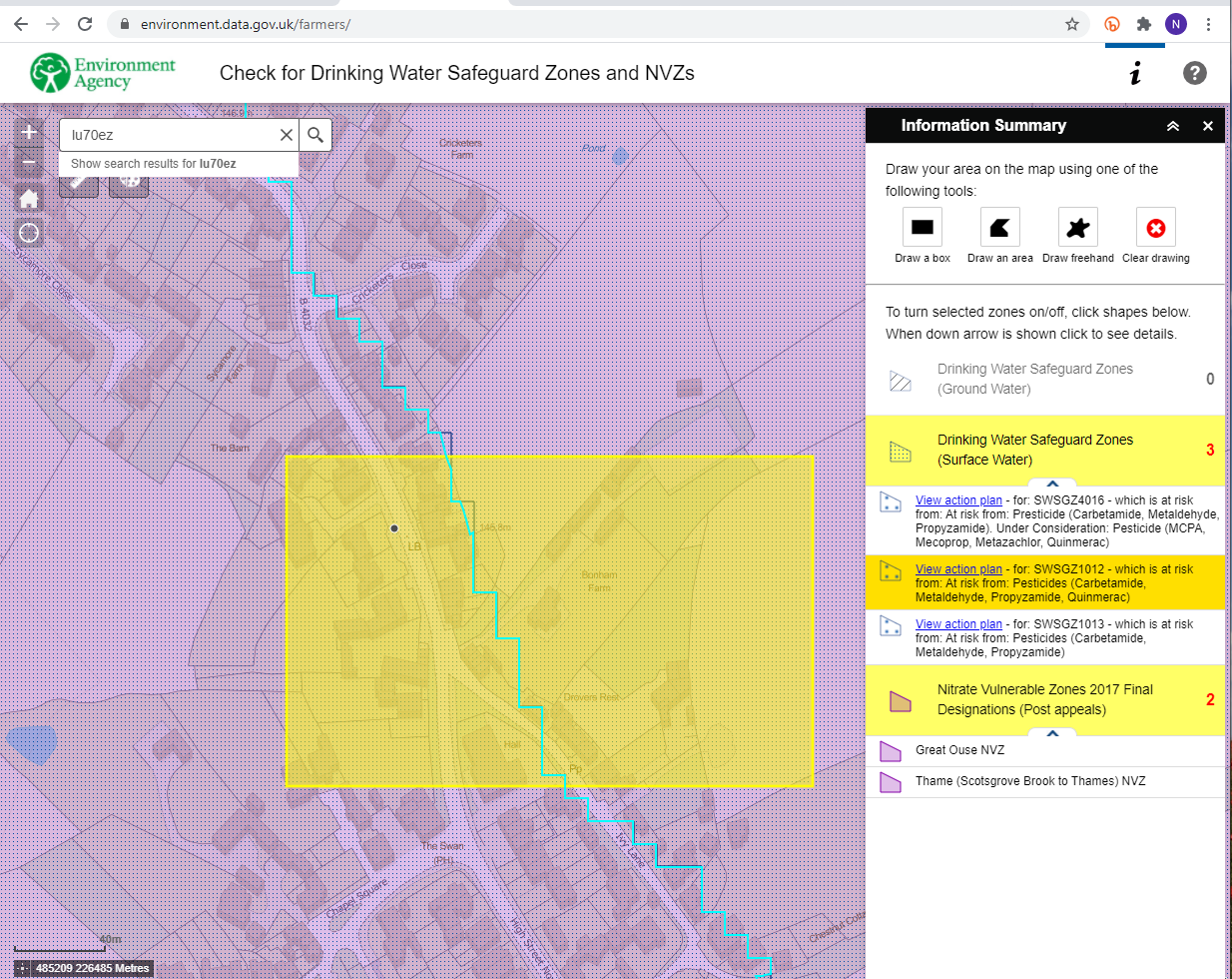 Water Safeguard Zone map example